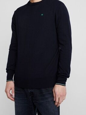 Scotch & Soda Crewneck Sweater Navy Cotton Wool Logo Small